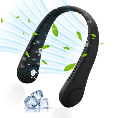 Portable Neck Fan, Hands-Free Bladeless, 3 Speeds, Operated Wearable Personal Fan, Twistable, Rechargeable, Gift for Women Men