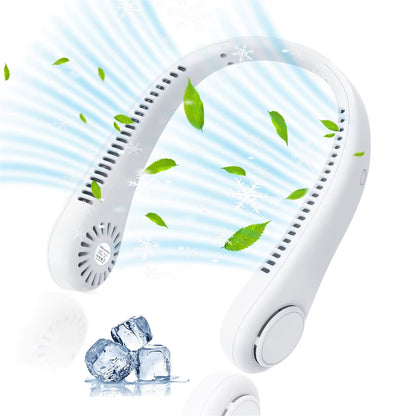 Portable Neck Fan, Hands-Free Bladeless, 3 Speeds, Operated Wearable Personal Fan, Twistable, Rechargeable, Gift for Women Men