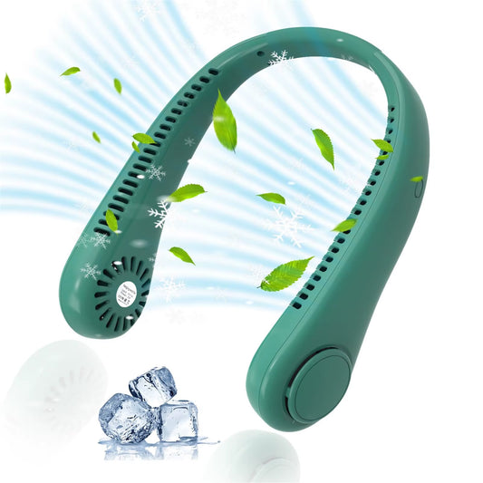 Portable Neck Fan, Hands-Free Bladeless, 3 Speeds, Operated Wearable Personal Fan, Twistable, Rechargeable, Gift for Women Men