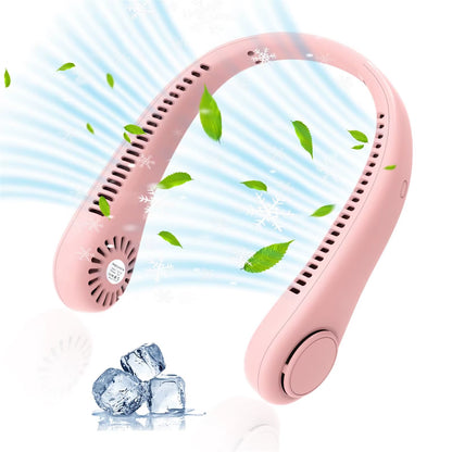 Portable Neck Fan, Hands-Free Bladeless, 3 Speeds, Operated Wearable Personal Fan, Twistable, Rechargeable, Gift for Women Men